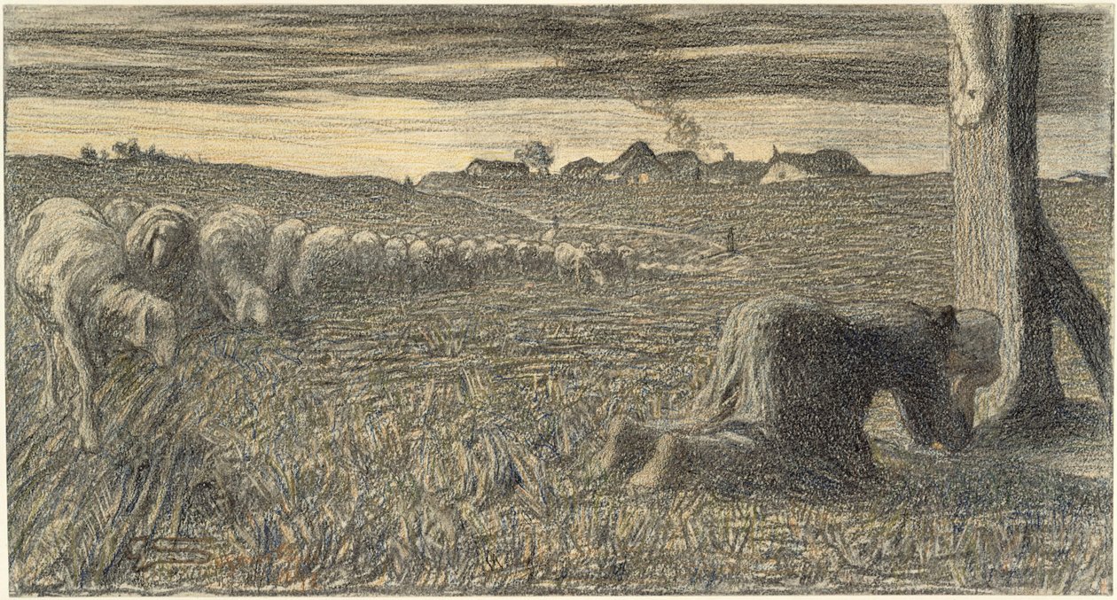 Imádság a kereszt előtt alkotó: Giovanni Segantini