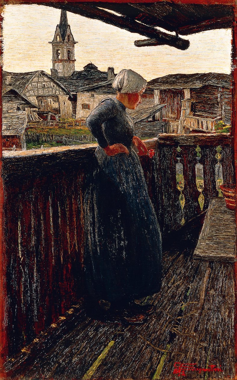 Az erkélyen alkotó: Giovanni Segantini