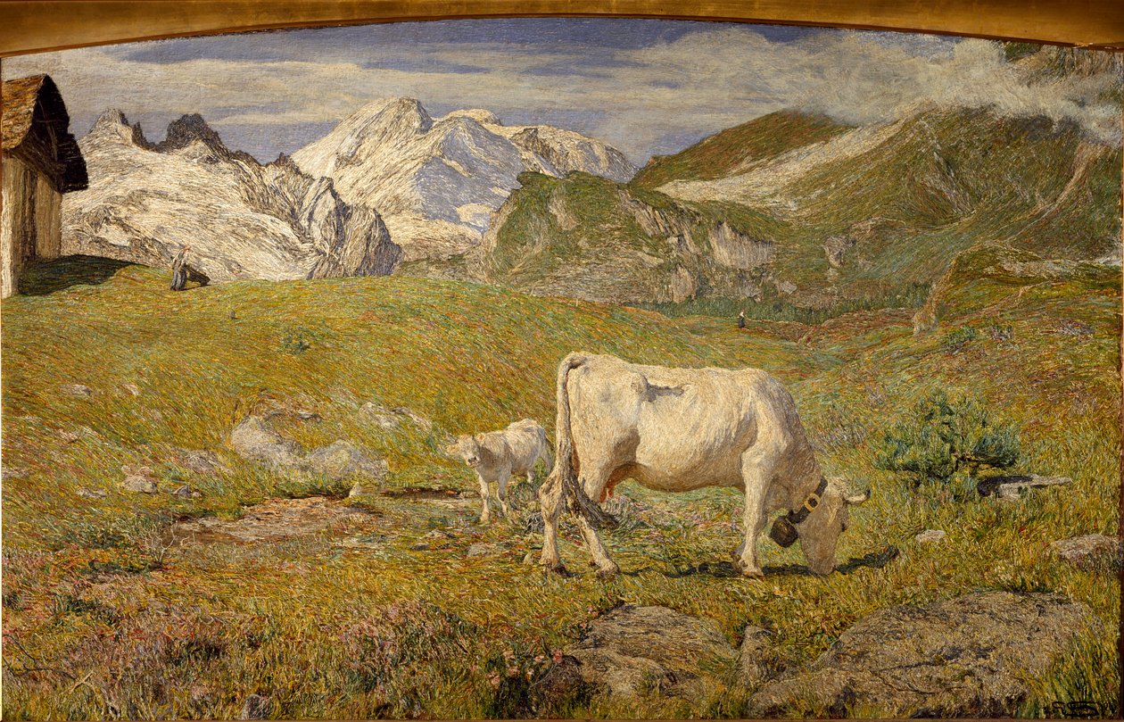 Legelők tavasszal (olaj On Canvas alkotó: Giovanni Segantini