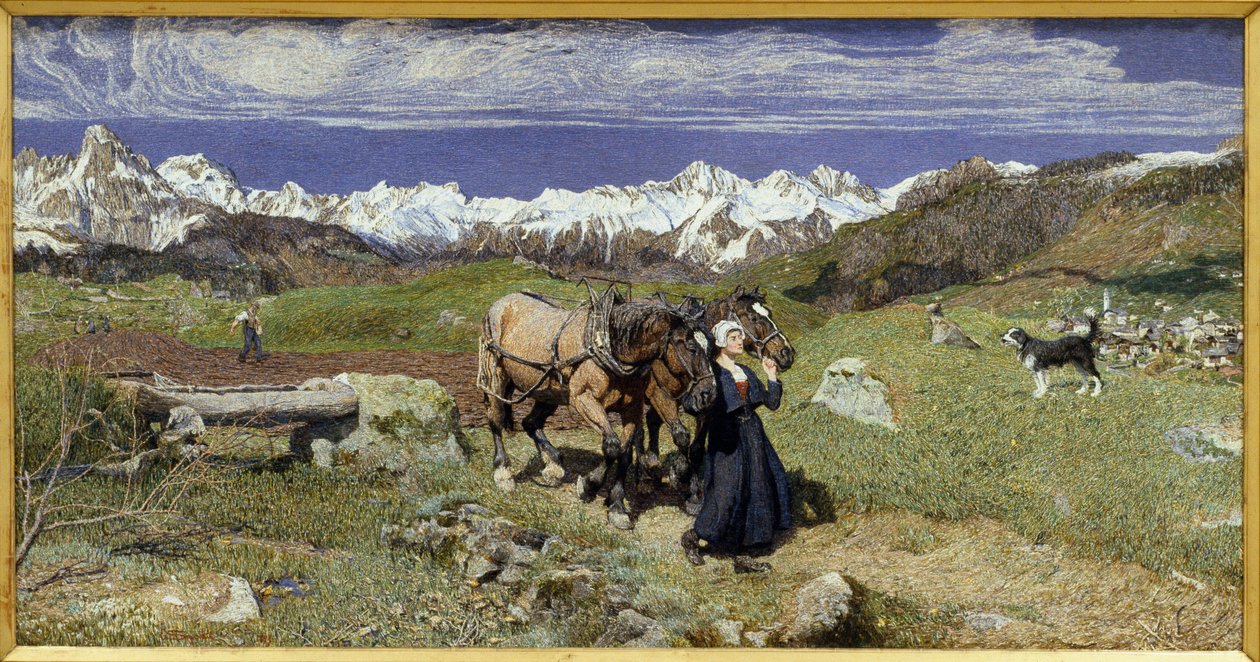 Az Alpok tavasszal (1879, Olaj, vászon) alkotó: Giovanni Segantini