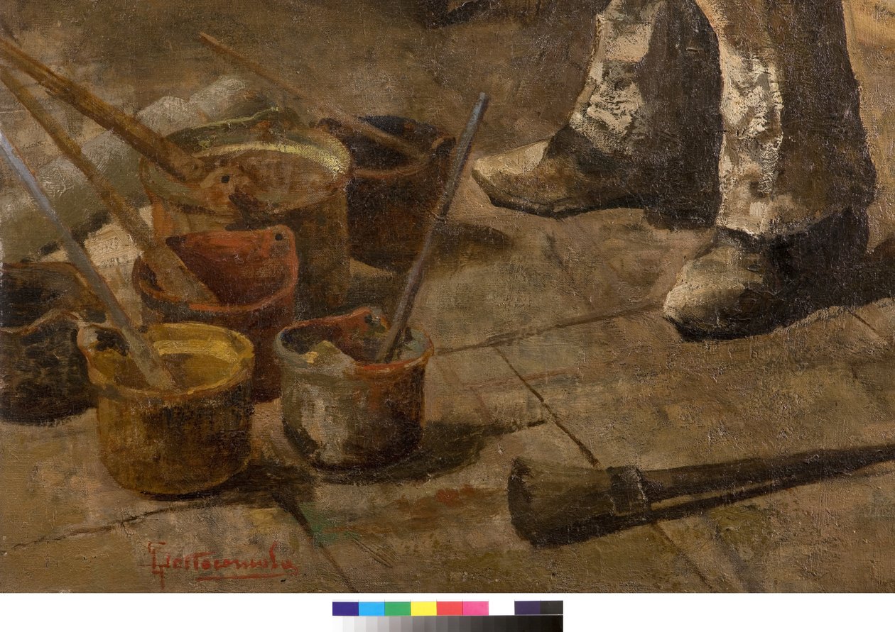 Én is festő vagyok vagy Dilettáns vagy A festők stúdiója, 1885 (3497601 részlet) alkotó: Giovanni Sottocornola
