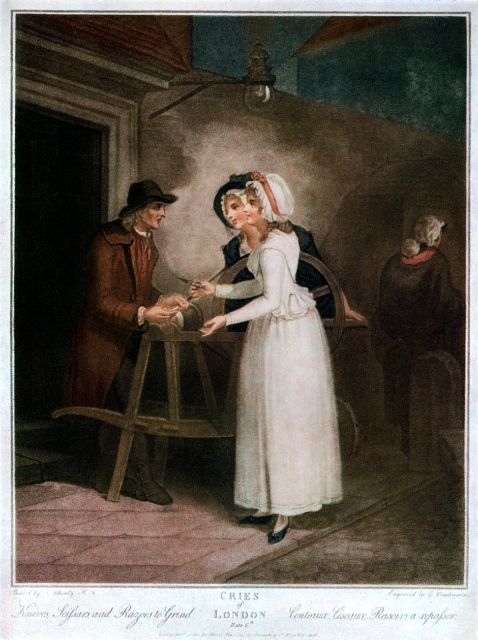 „Kések, olló és borotva csiszoláshoz”, 1795, 1929 alkotó: Giovanni Vendramini