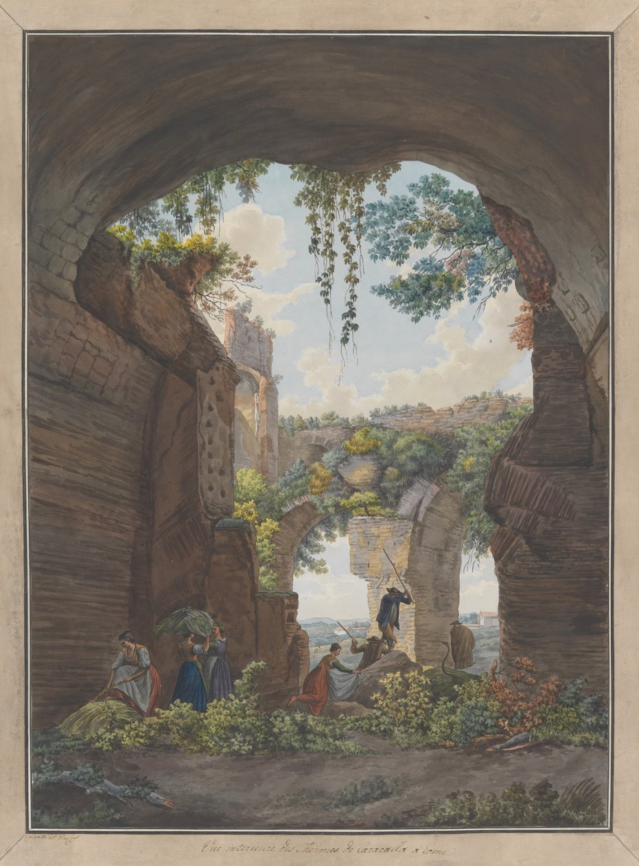 A caracallai fürdő belseje, kb. 1780. Alkotók: Giovanni Volpato, Louis Ducros. alkotó: Giovanni Volpato, Louis Ducros