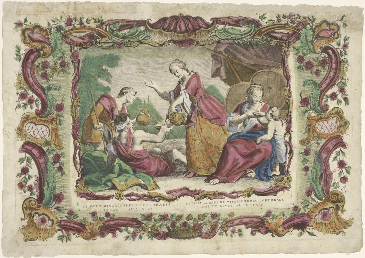 Laven Dorstigenből III. a testi irgalmasság munkája / Later work of corporal Mercy (...) (cím a tárgyon) De spirituele werken van barmhartigheid (sorozat címe) alkotó: Giovanni Volpato