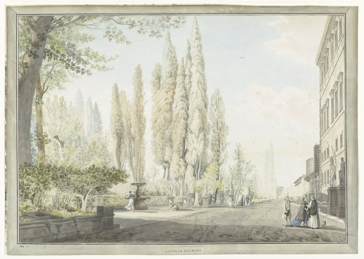 Kilátás a Villa Montalto-ra Rómában La ville Negroni (cím a tárgyon) Kilátás Rómára és környékére (sorozat címe) alkotó: Giovanni Volpato