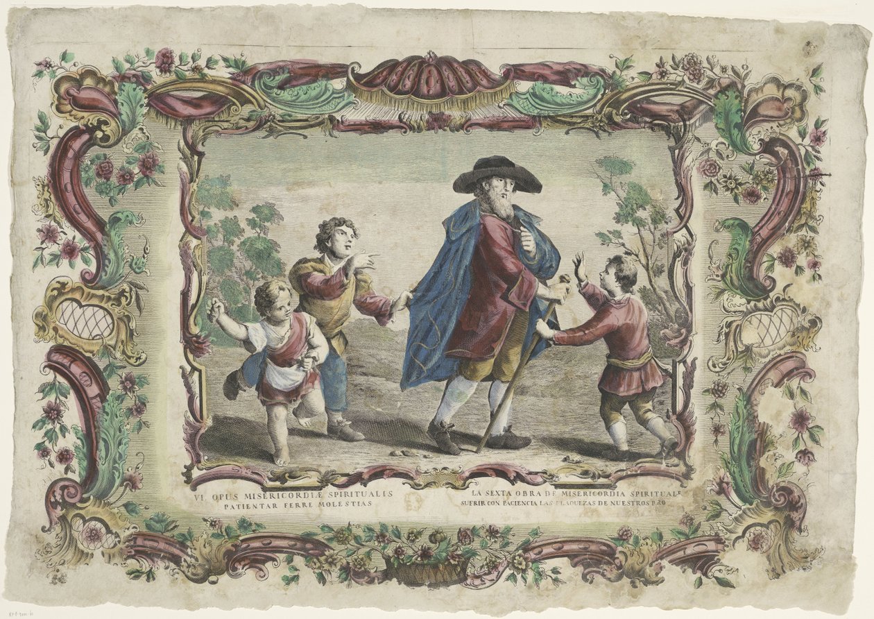 Türelmesen elviselni az igazságtalanságot VI. opus misericordiae corporalis / La sexta obra de misericordie spirituale (cím a tárgyon) The Spiritual Works of Mercy (sorozat címe) alkotó: Giovanni Volpato