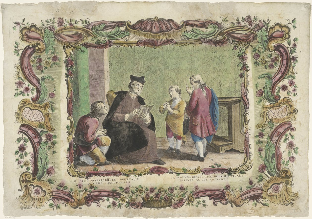 A Tudatlanok tanítása II opus misericordiae spiritualis / La segunda obra de misericordia spiritual (...) (cím a tárgyon) The Spiritual Works of Mercy (sorozat címe) alkotó: Giovanni Volpato