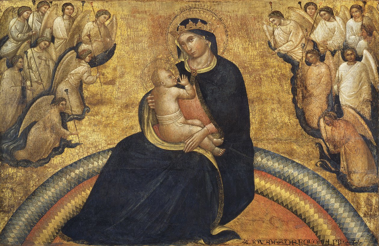 Madonna gyermekkel és angyalokkal, 1370-77 alkotó: Giovanni da Bologna