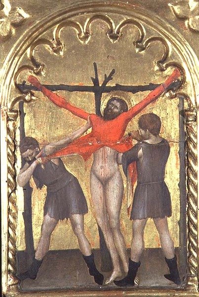 Krisztus a kereszten, részlet az Ospedale della Misericordia poliptichonjából, 1353-63 alkotó: Giovanni da Milano
