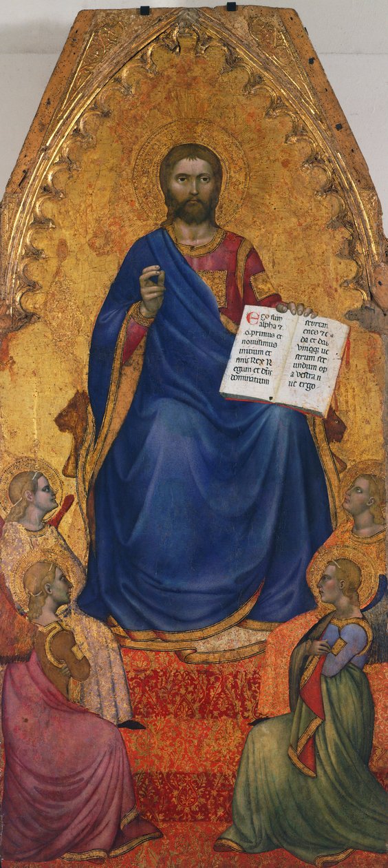 A trónoló Krisztust angyalok imádják, Giovanni da Milano (aktív 1346-1369), tempera és arany a panelen alkotó: Giovanni da Milano