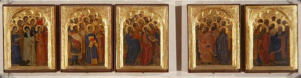 Predella, Szentek, szüzek és mártírok poliptichonja (tempera, tábla) alkotó: Giovanni da Milano