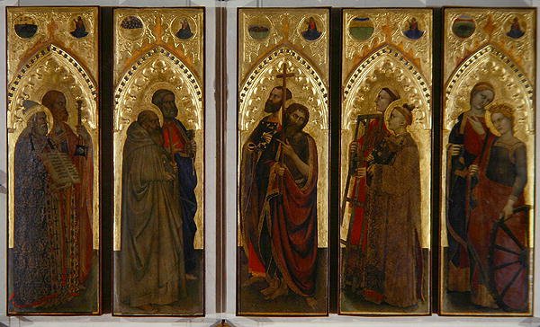 Szentek, szüzek és mártírok, 1350-60 körül (tempera, tábla) alkotó: Giovanni da Milano