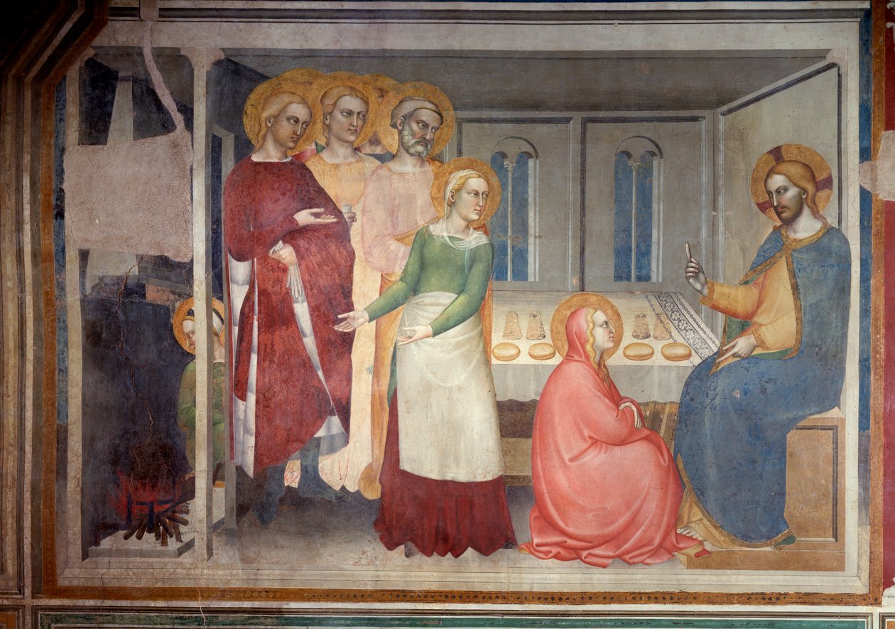 A Szűz élete: Krisztus Márta és Mária házában (Freskó alkotó: Giovanni da Milano