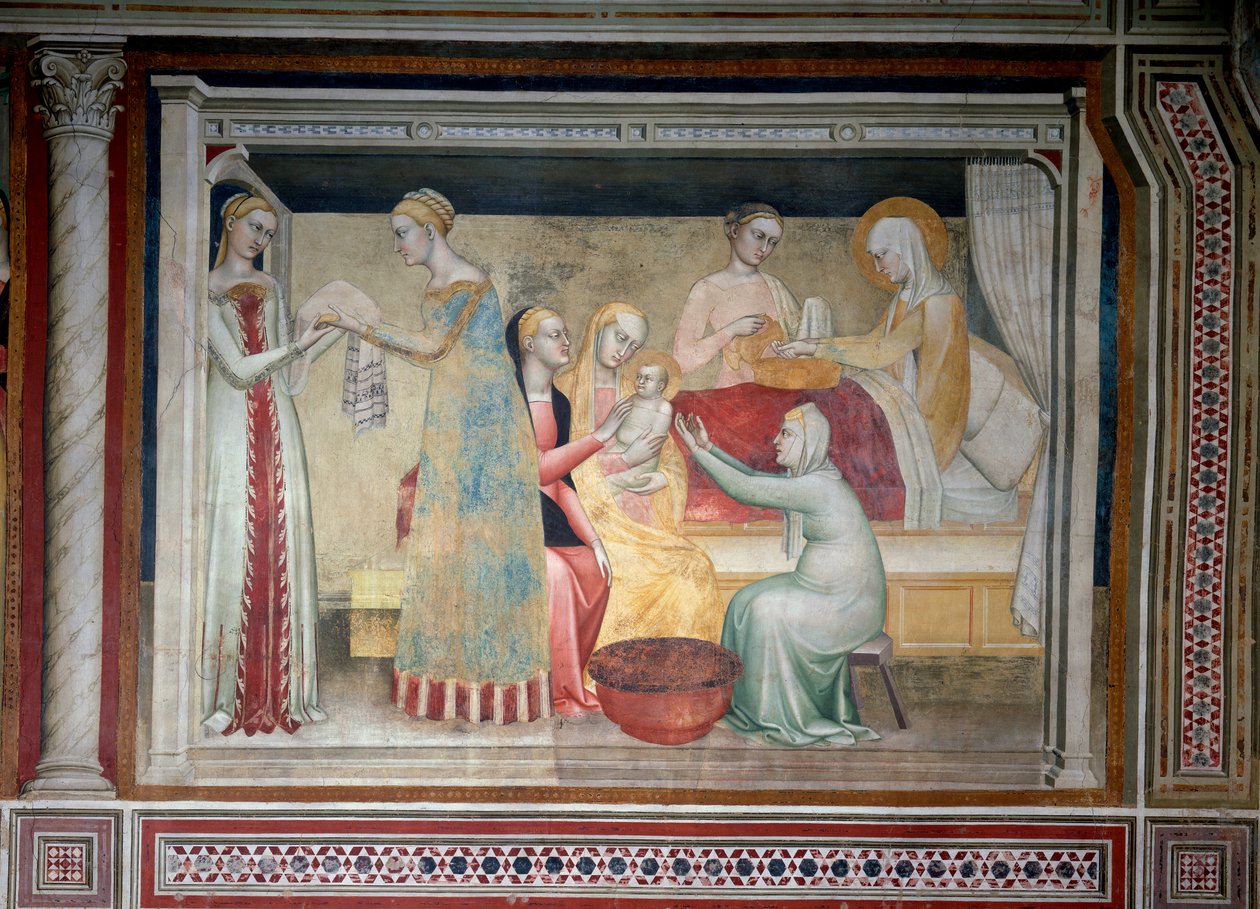 A Szűz élete: Mária születése (Freskó alkotó: Giovanni da Milano