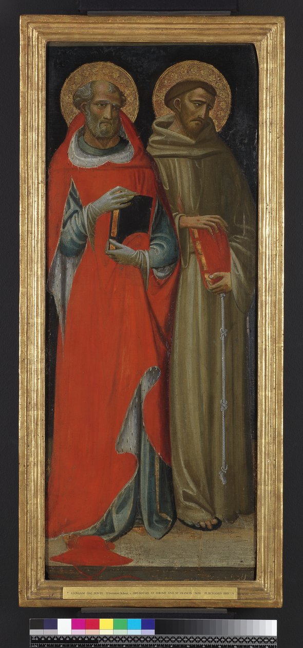 Szent Jeromos és Szent Ferenc (tempera és arany a panelen) alkotó: Giovanni dal Ponte