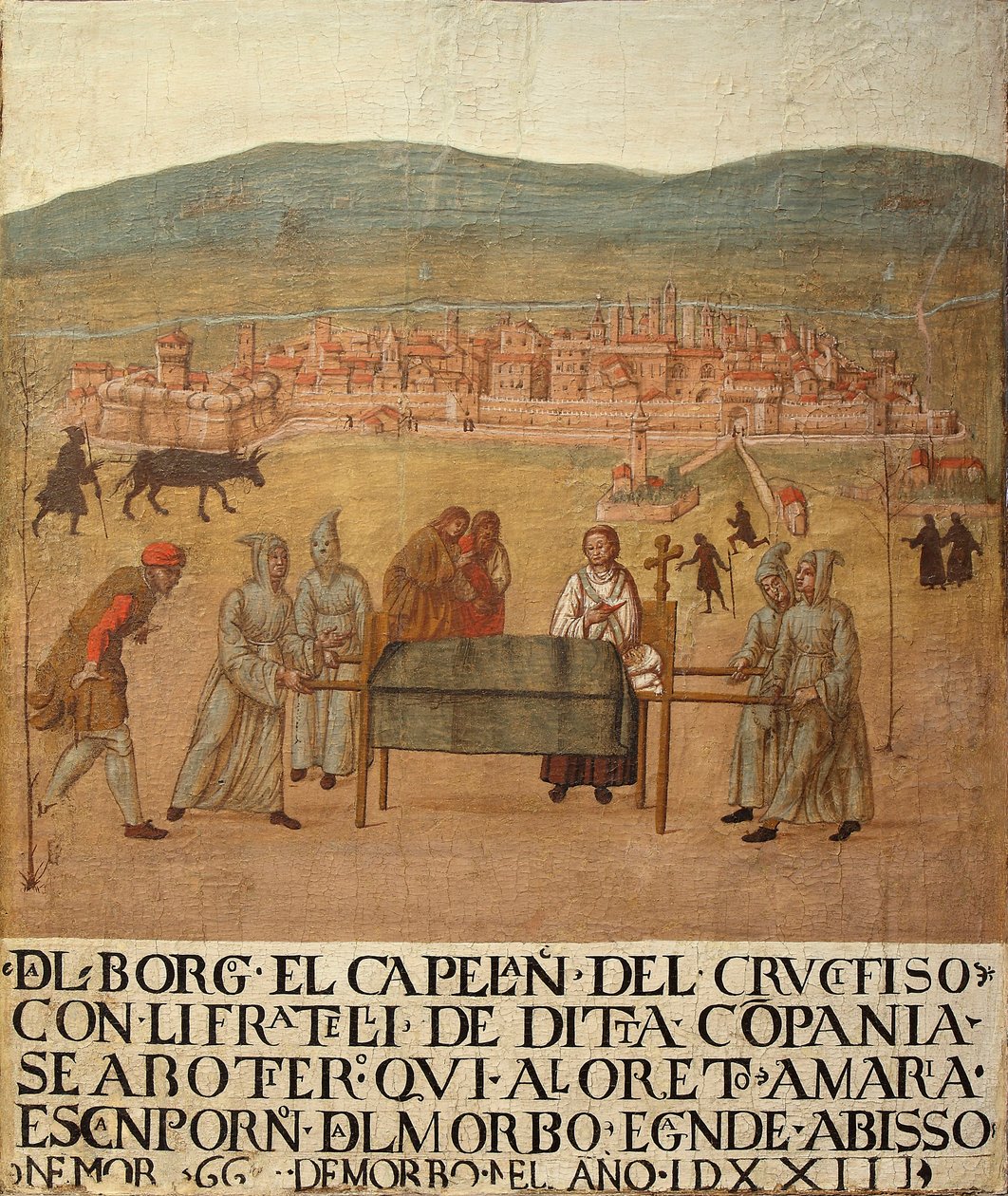 A Compagnia del Crocifisso zarándoklata Loretóba, 16. század első fele. alkotó: Giovanni del Leone