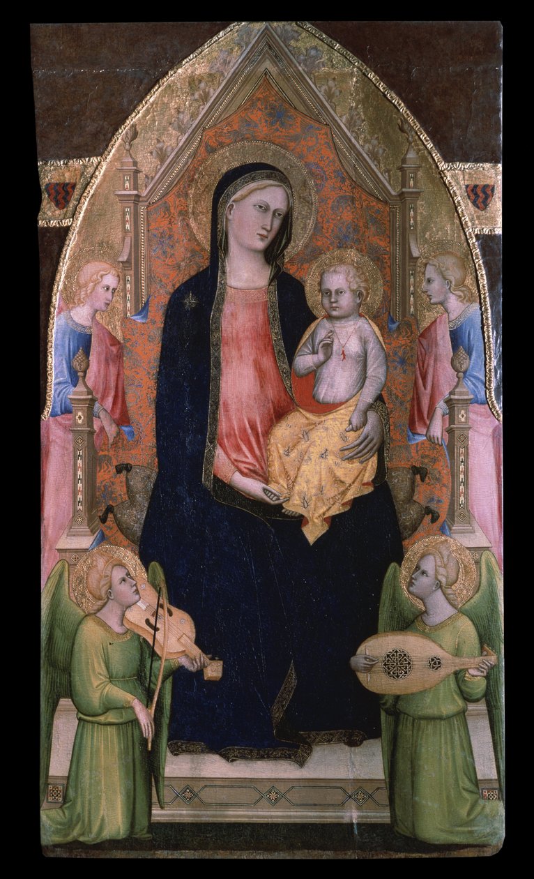 "Madonna és gyermek a trónon" (A Szűz és a gyermek trónoló angyalokkal) Giovanni di Bartolomeo Cristiani festménye (aktív 1367 és 1398 között) Puskin Múzeum, Moszkva alkotó: Giovanni di Bartolomeo Cristiani