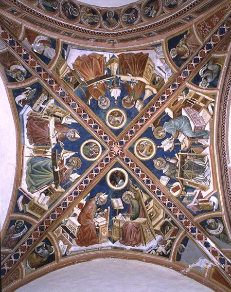 Az orvosok a templomban, az evangélisták és a nyolc próféta, a kápolna boltozatáról (freskó) alkotó: Giovanni di Corraduccio
