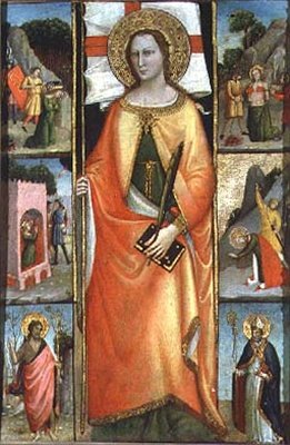 Szent Reparata, a vértanúság és az SS jeleneteivel. Keresztelő János és Miklós (tempera a panelen) alkotó: Giovanni di Niccolo del Biondo