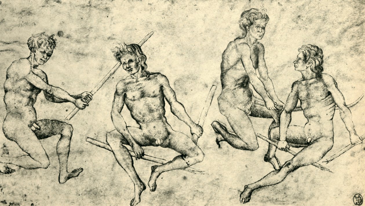 Négy meztelen férfi, 15. század közepe-vége, 1943. alkotó: Giovanni di Paolo