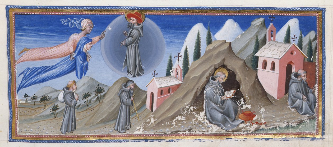 Illusztráció Dante Alighieri „Isteni színjátékából”, 1450 körül (vellum) (1109310 részlet) alkotó: Giovanni di Paolo