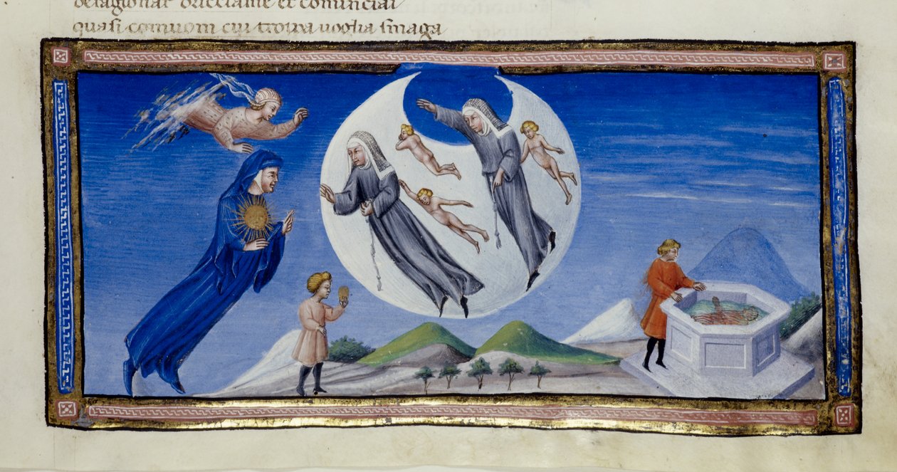 MS 36. fol 133 r III. ének, Illusztráció Dante Alighieri „The Divine Comedy” című művéből, 1450 körül (vellum) alkotó: Giovanni di Paolo