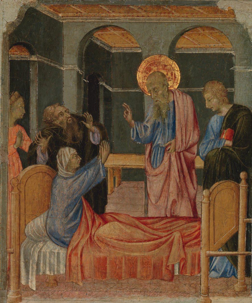 Szent János evangélista felemeli Drusianát, kb. 1460. alkotó: Giovanni di Paolo