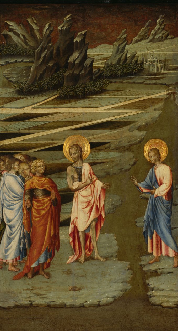 Íme, Isten báránya (Ecce Agnus Dei) - Giovanni di Paolo festménye (kb. 1403-1482), tempera fára (68,5x39,5 cm) alkotó: Giovanni di Paolo