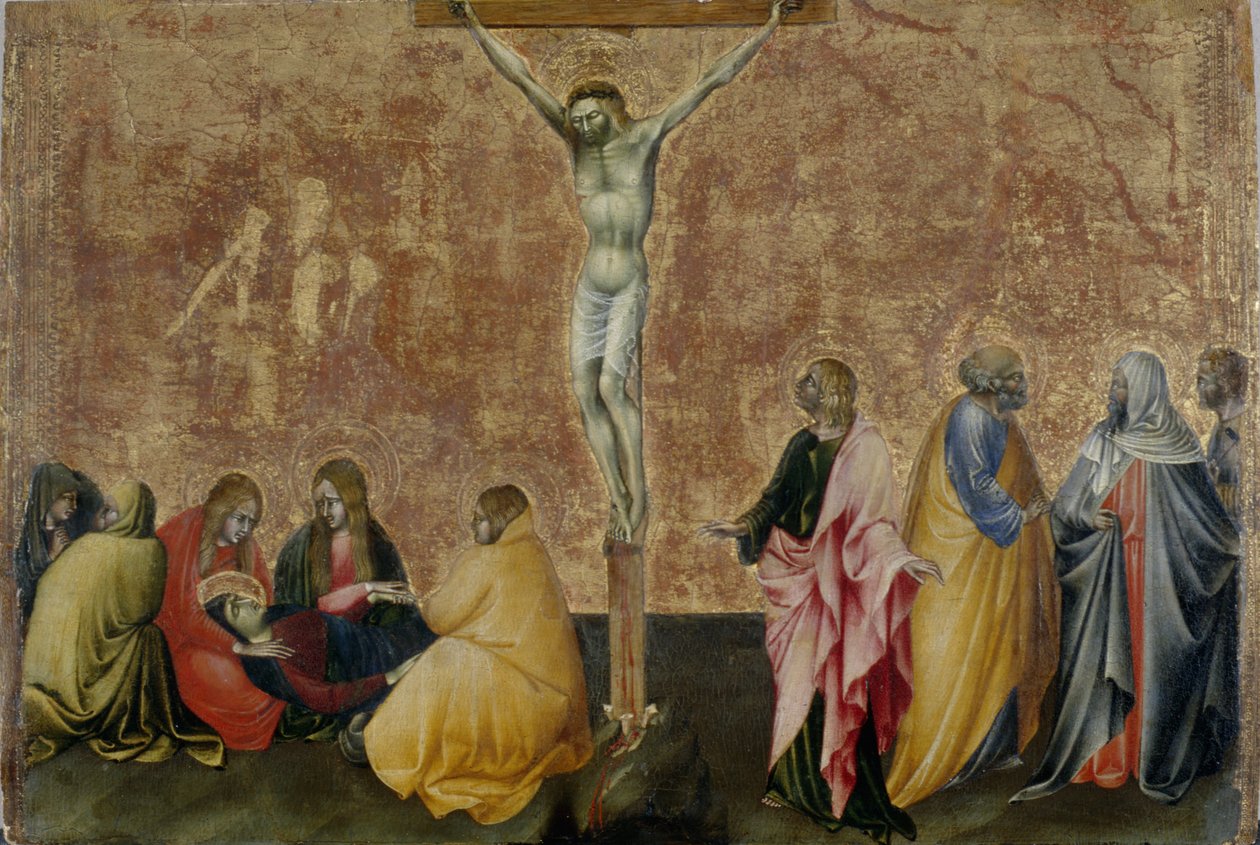 Krisztus keresztre feszítése, 1445 körül (tempera nyárfán) alkotó: Giovanni di Paolo di Grazia