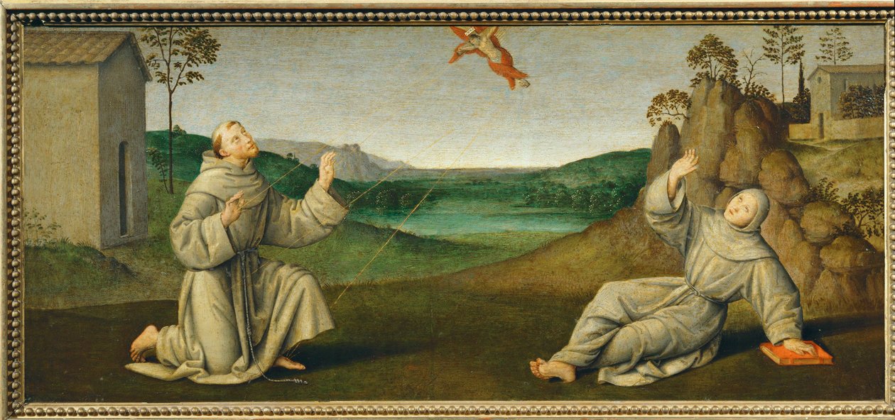 Assisi Szent Ferenc megkapja a stigmákat ... alkotó: Giovanni di Pietro (c.1450 1529) (studio of)