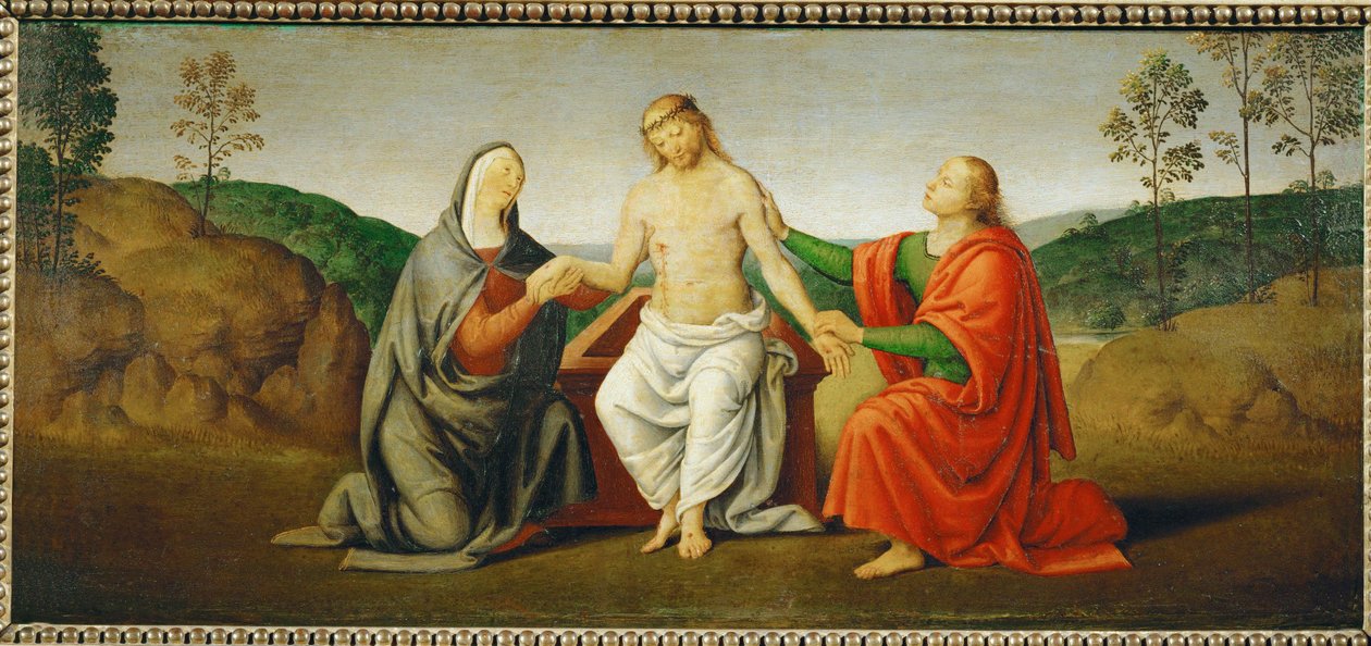 A halott Krisztust Szűz Mária és Szent János apostol támogatta ... alkotó: Giovanni di Pietro (c.1450 1529) (studio of)