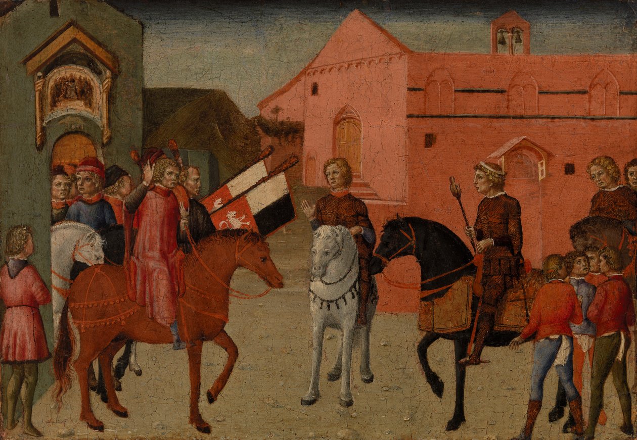 Sienese kormánytisztviselői nagykövetséget fogadnak alkotó: Giovanni di Pietro
