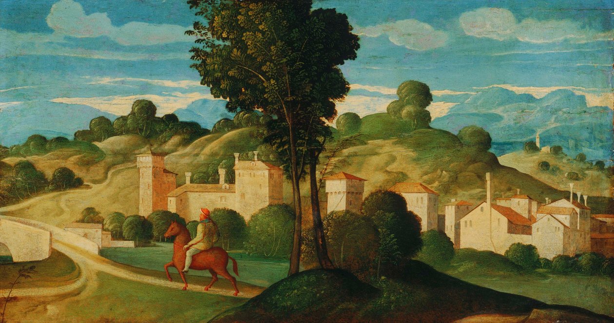 Tájkép lovassal alkotó: Girolamo Da Santa Croce