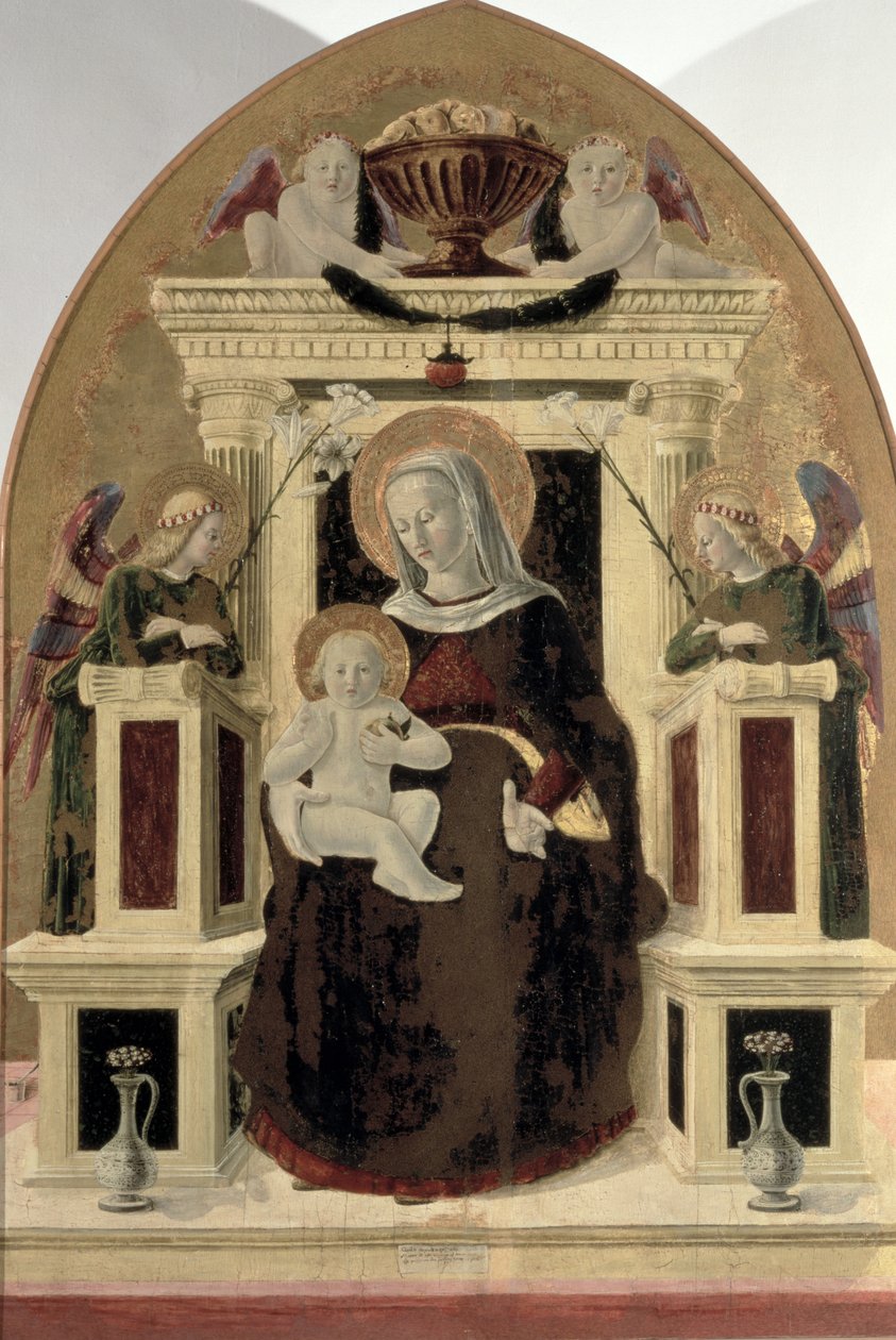 Madonna és gyermeke angyalokkal trónolva (tempera, tábla) alkotó: Girolamo Giovanni