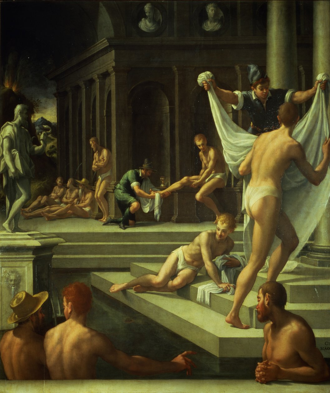 The Baths of Pozzuoli, 1572 (olaj, pala) alkotó: Girolamo Macchietti