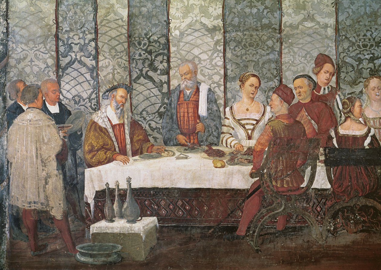 Bartolomeo Colleoni bankett I. Keresztény dán király számára, 1520-30 (részlet) alkotó: Girolamo Romanino