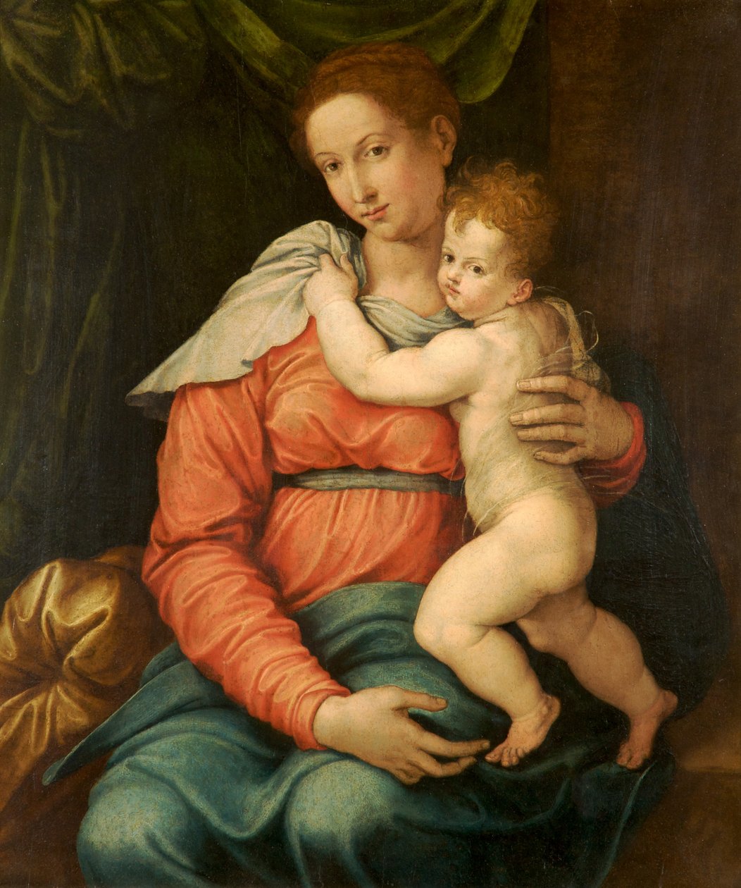 Szűz és gyermeke a zöld függöny előtt alkotó: Girolamo Siciolante da Sermoneta