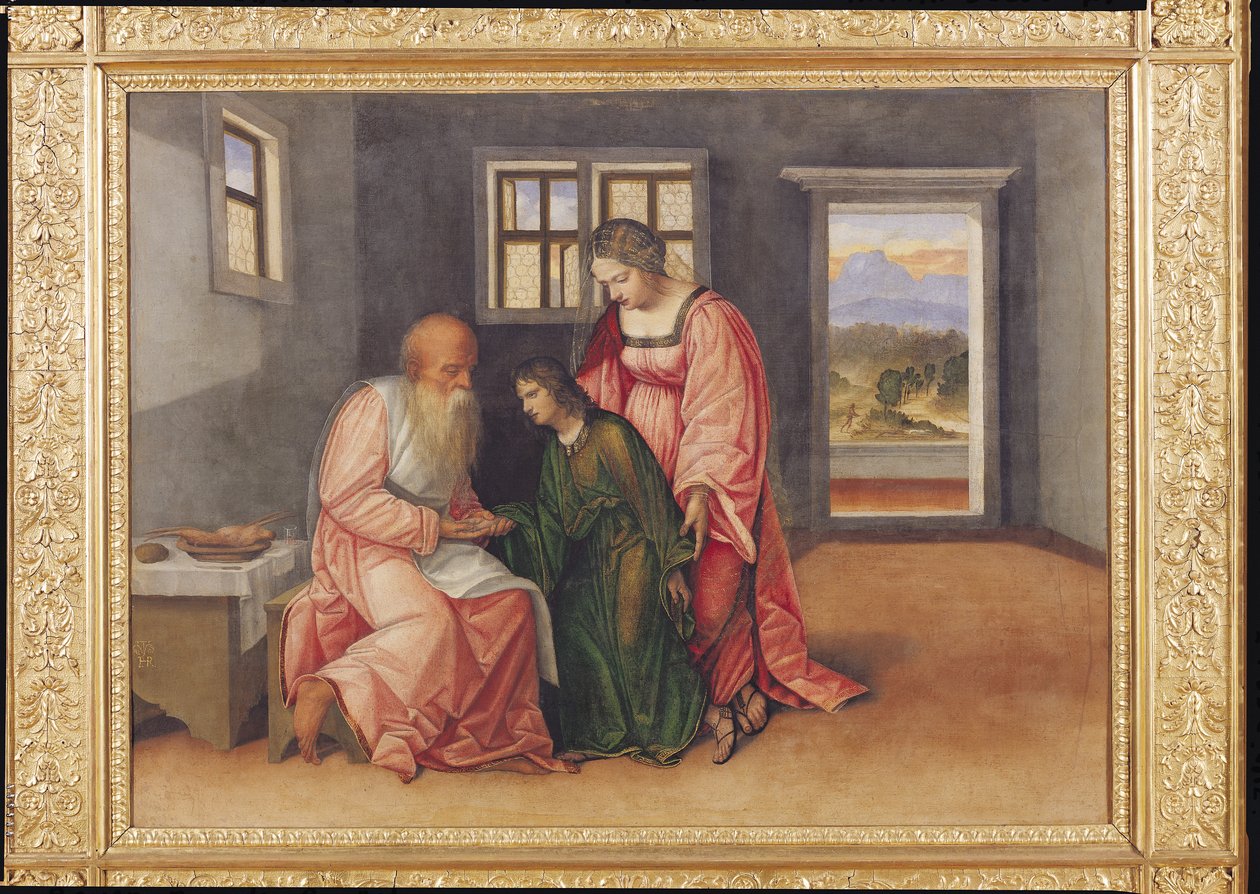 Isaac Blessing Jacob, 1520 körül (panelről átvitt olaj, vászon) alkotó: Girolamo da Treviso II