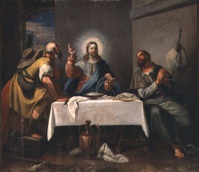 Vacsora Emmausban (olaj, vászon) alkotó: Girolamo Brusaferro