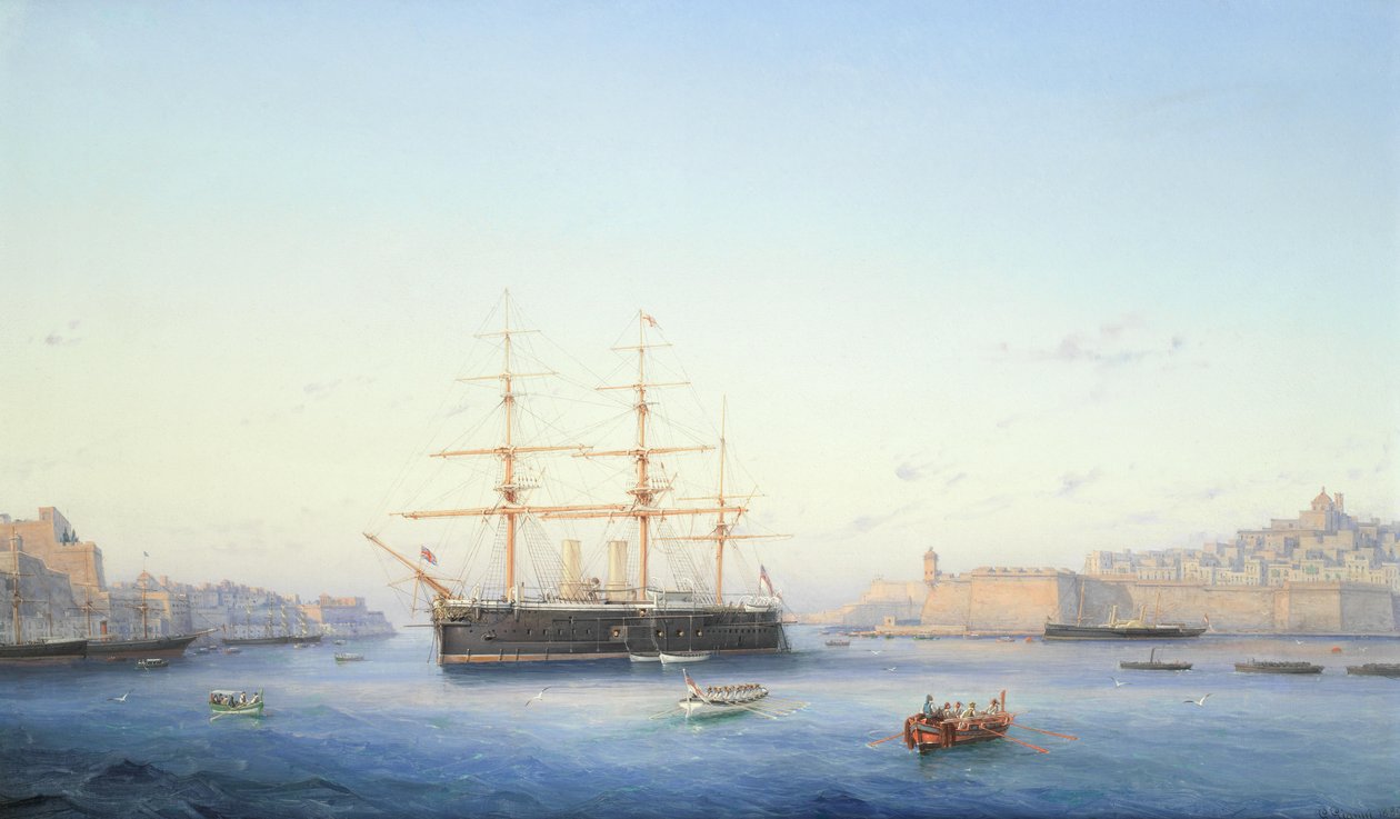 HMS Alexandra a nagykikötőben, Málta alkotó: Girolamo Gianni