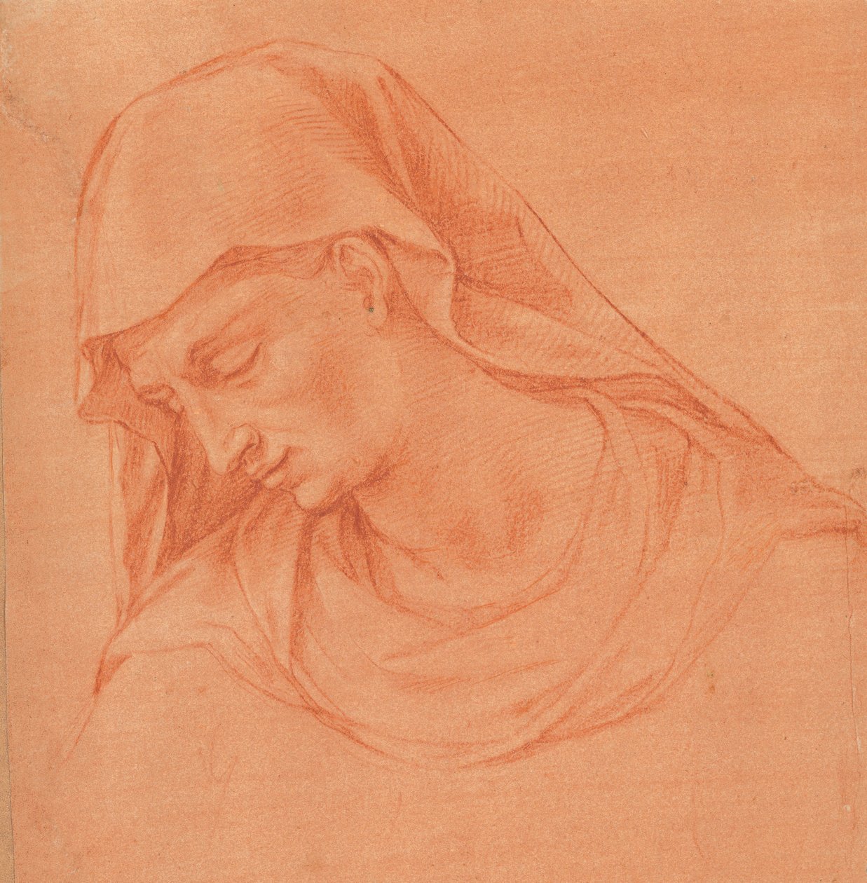 Egy gyászoló nő feje profilban balra, kb. 1575-80. alkotó: Girolamo Macchietti