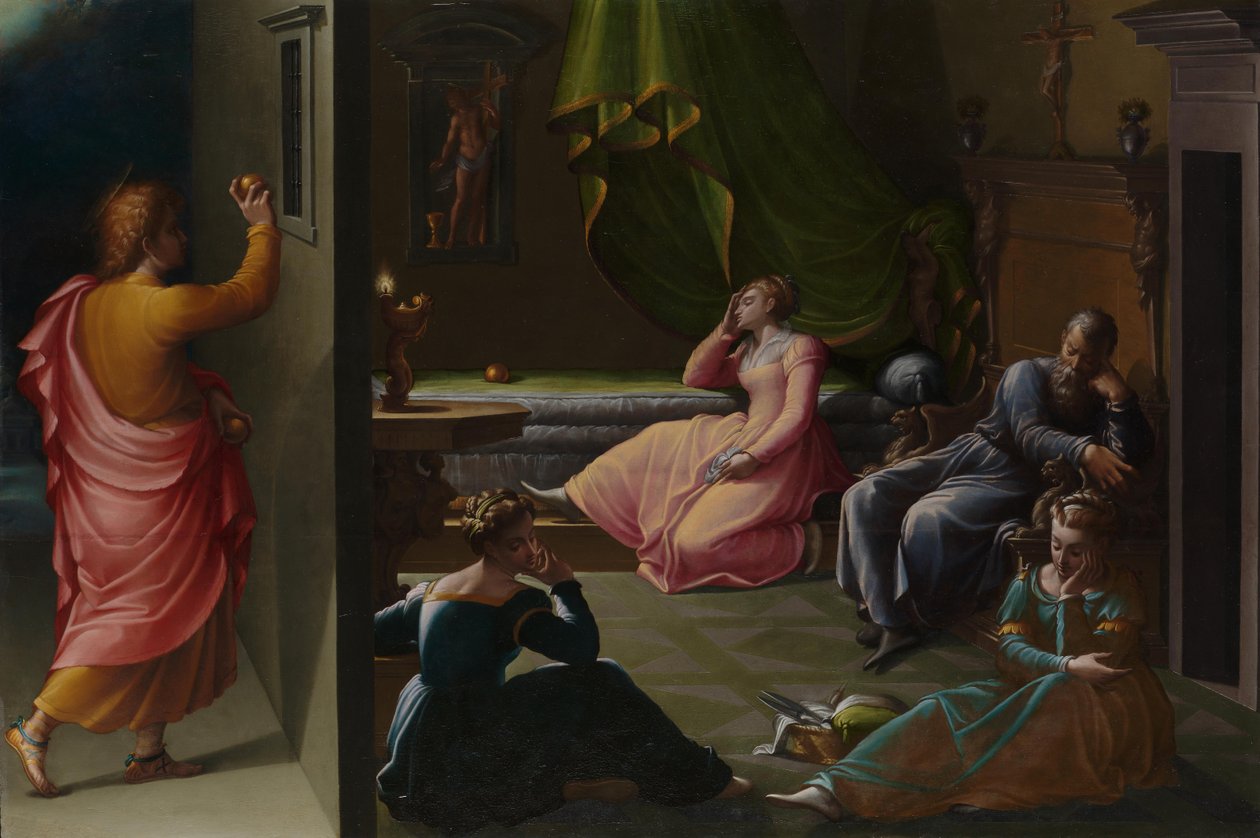 Bari Szent Miklós jótékonysága, 1555 körül alkotó: Girolamo Macchietti