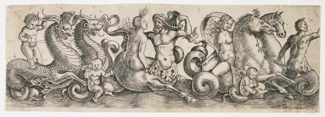 Frieze tritonokkal és nimfákkal, c. 1517 alkotó: Girolamo Mocetto
