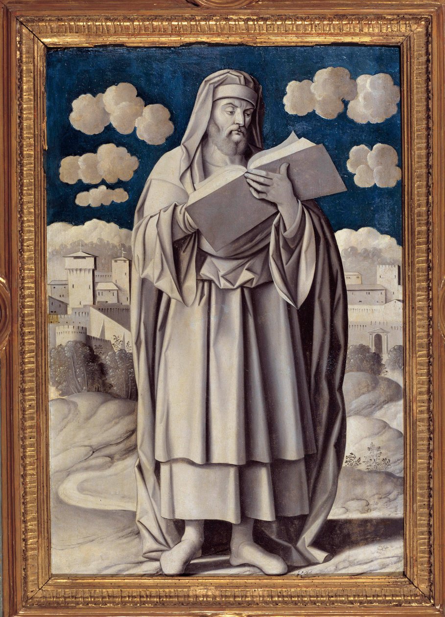 Arisztotelész (Kr. e. 384-322) görög filozófus portréja lábán Girolamo Mocetto (1458-1531) festménye 1531 Párizs. Musee Jacquemart Andre - Arisztotelész (Kr. e. 384-322) görög filozófus teljes alakos portréja. Girolamo Mocetto (1458-1531) festménye 15 alkotó: Girolamo Mocetto
