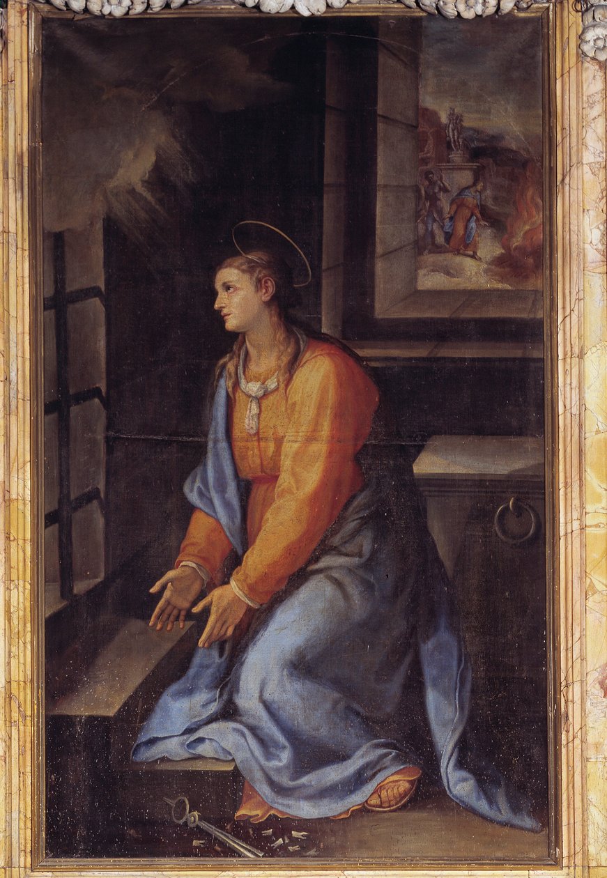 Szent Apollónia portréja a börtönben (olaj, vászon alkotó: Girolamo Muziano