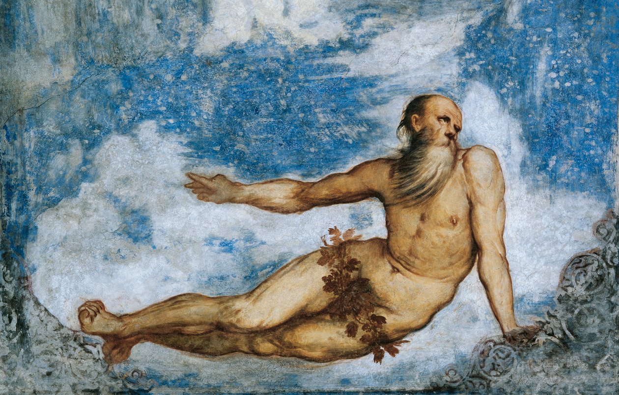 A tél allegóriája, Girolamo Romanino freskóinak részlete (kb. 1484-1559 után), Bernardo Clesio megrendelésére alkotó: Girolamo Romanino