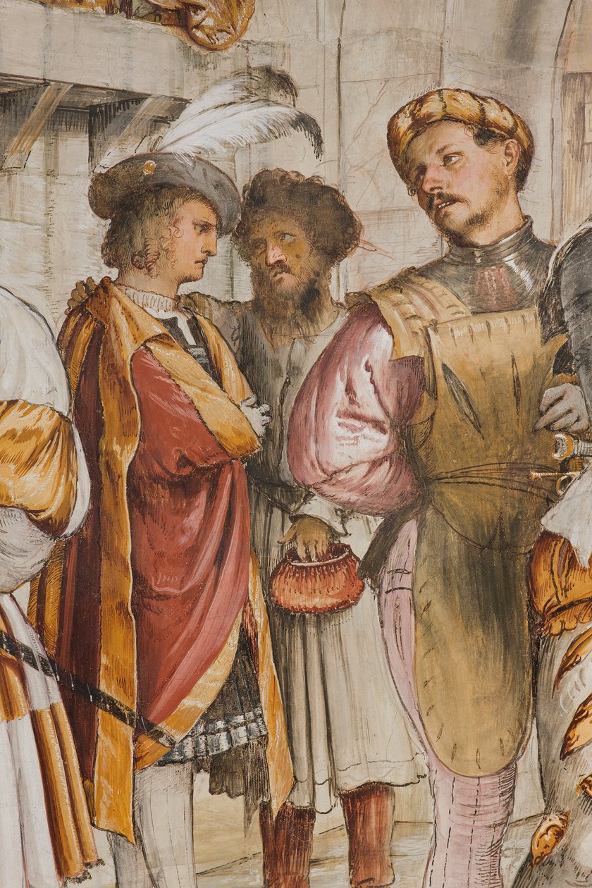 Középhajó, ötödik déli szakasz, Krisztus Pilátus előtt, Girolamo Romanino alkotó: Girolamo Romanino