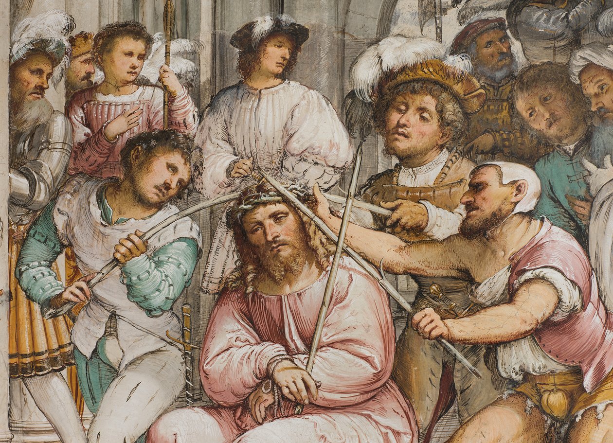 Középhajó, negyedik déli szakasz, Töviskoronázás, Girolamo Romanino alkotó: Girolamo Romanino