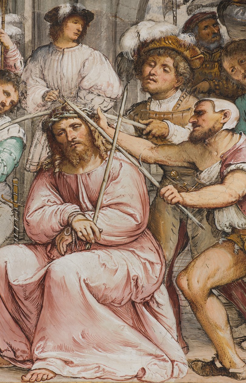 Középhajó, negyedik déli szakasz, Töviskoronázás, Girolamo Romanino alkotó: Girolamo Romanino