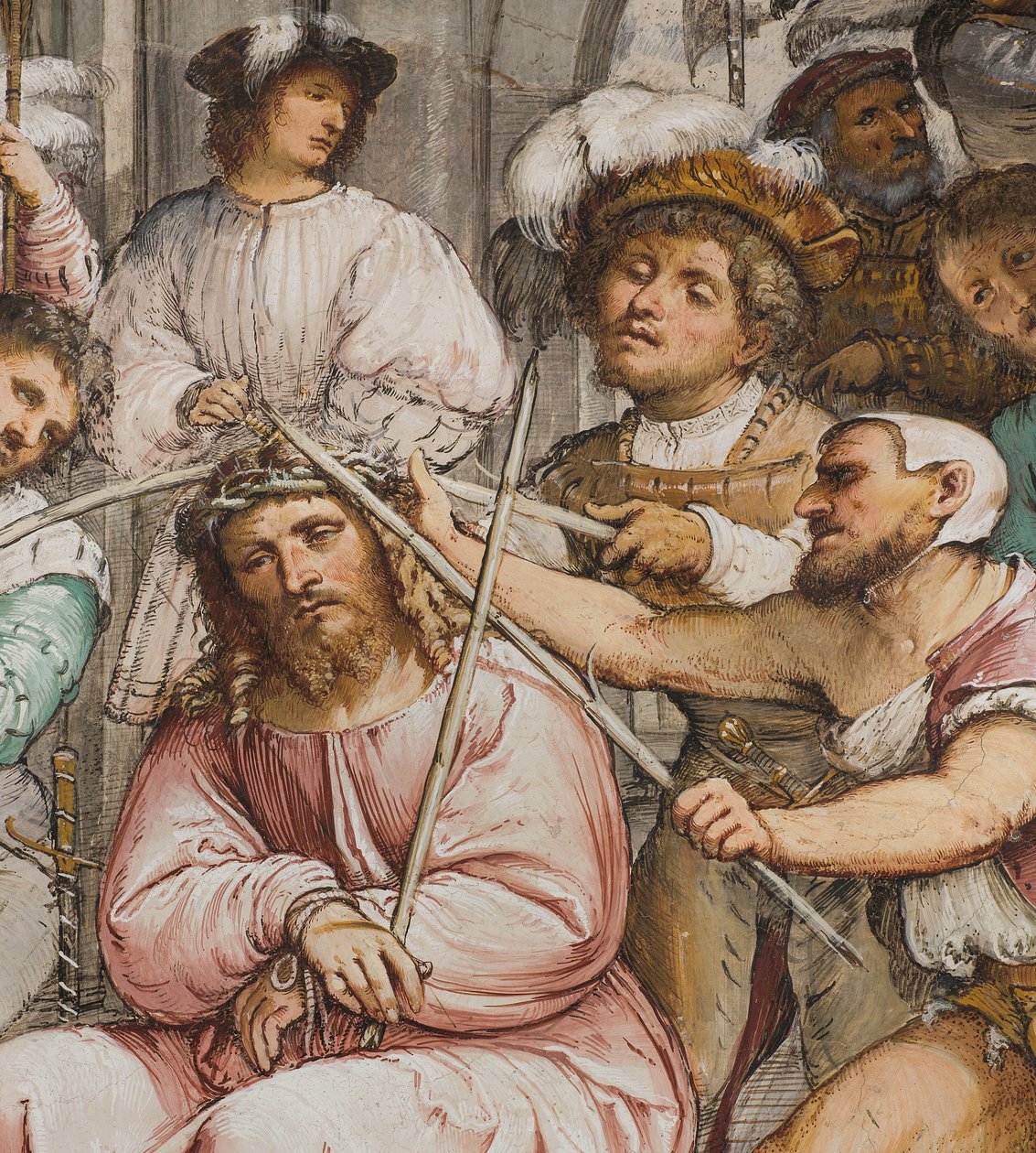 Középhajó, negyedik déli szakasz, Töviskoronázás, Girolamo Romanino alkotó: Girolamo Romanino